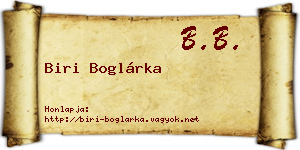 Biri Boglárka névjegykártya